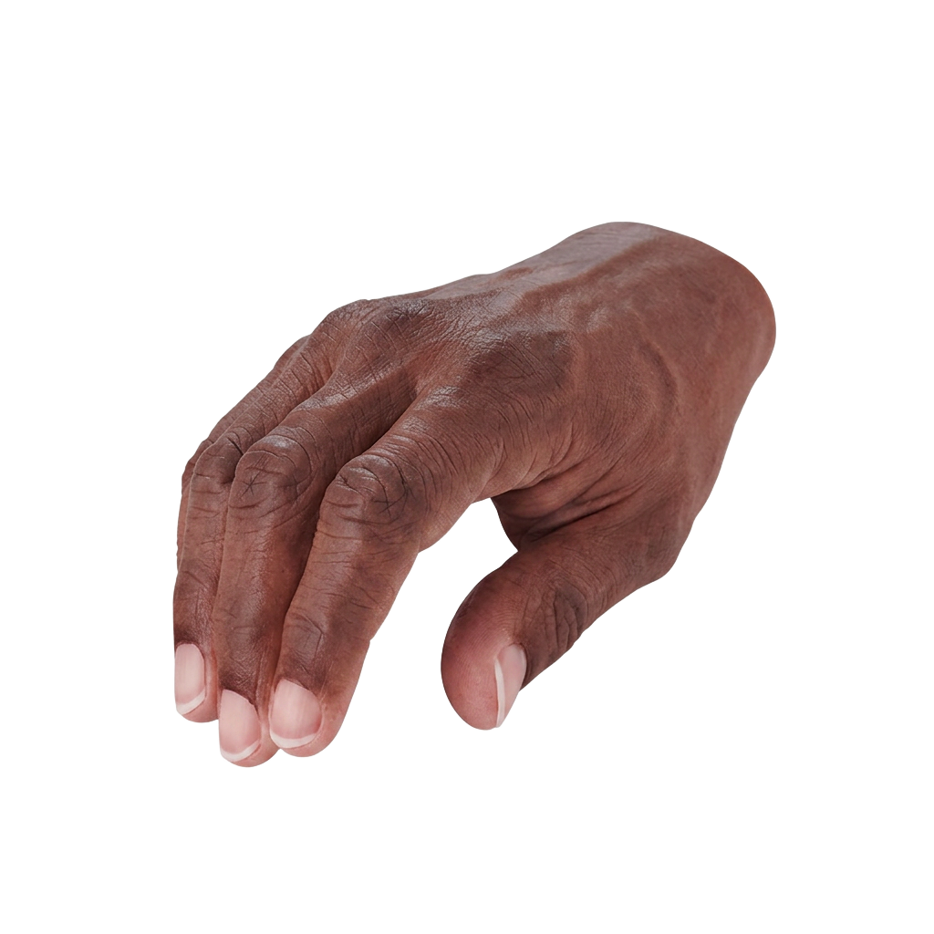 Realistic full silicone hand prosthesis with natural skin detail and nails
